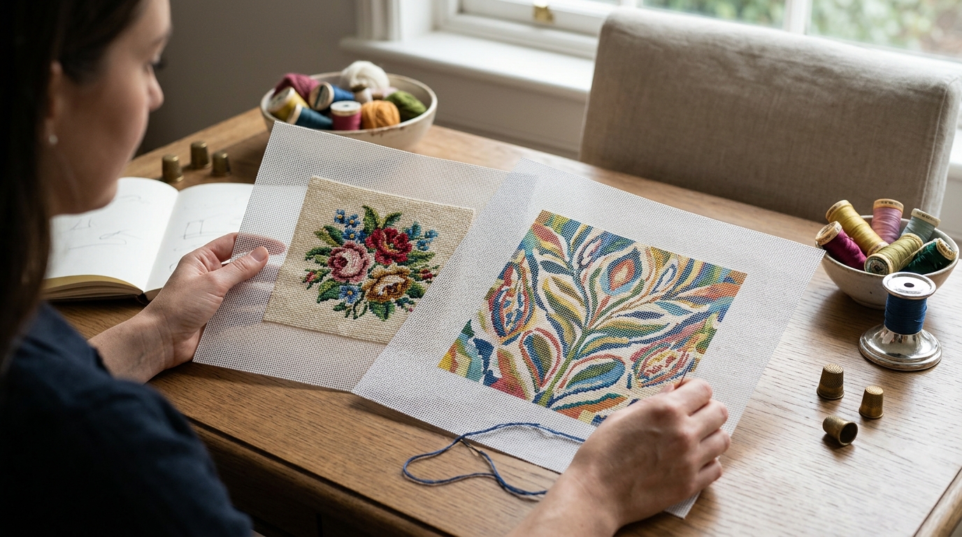 Pre-Stitched vs Non-Pre-Stitched Needlepoint Canvas