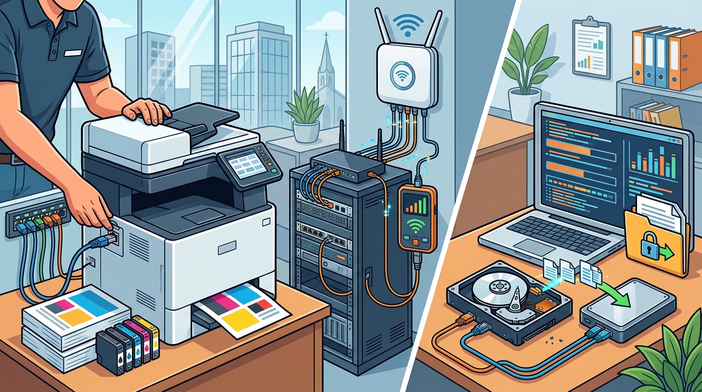 Printer Setup, Network Troubleshooting & Data Recovery in Indiana