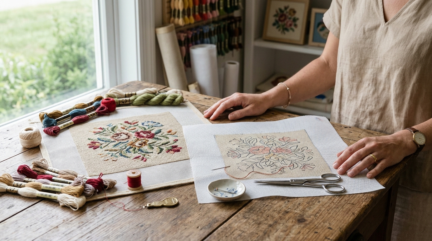 Pre-Stitched vs Non-Pre-Stitched Needlepoint Canvas Explained
