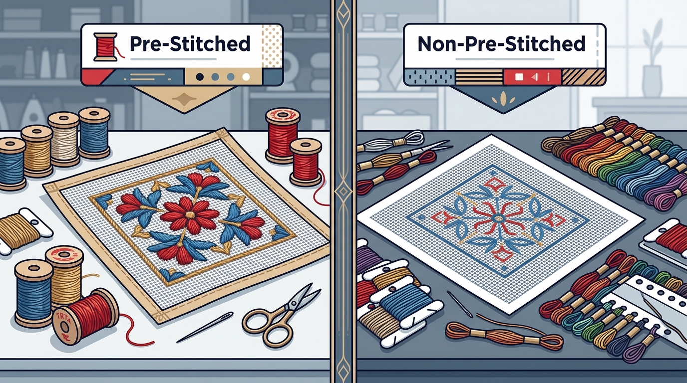 Pre-Stitched vs Non-Pre-Stitched Needlepoint Canvas