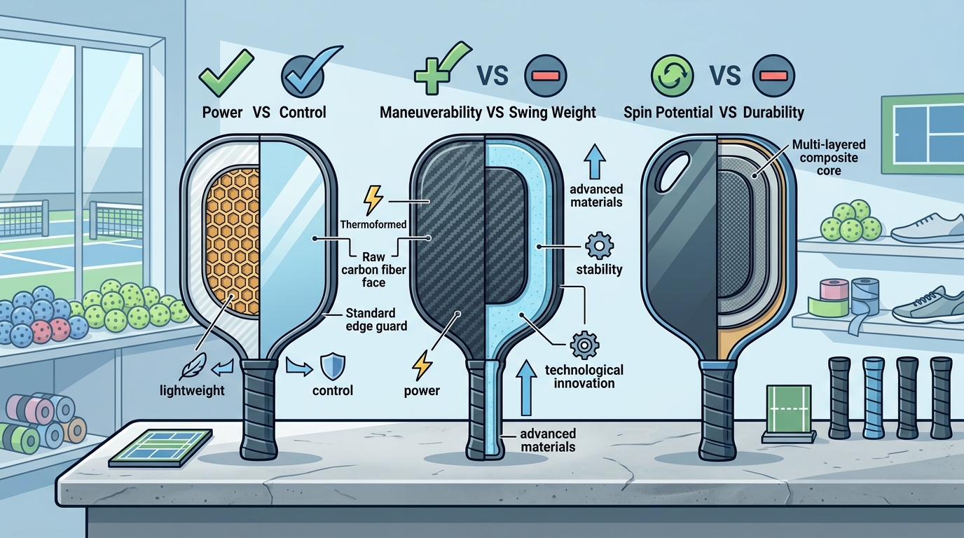 Pickleball Paddle Buying Guide: Key Features Compared Side by Side