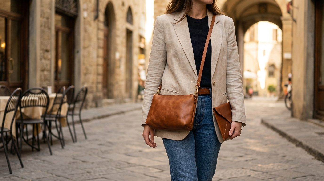 What are some popular leather goods for women's casual and everyday use, like crossbody bags or clutches? - trevony.com