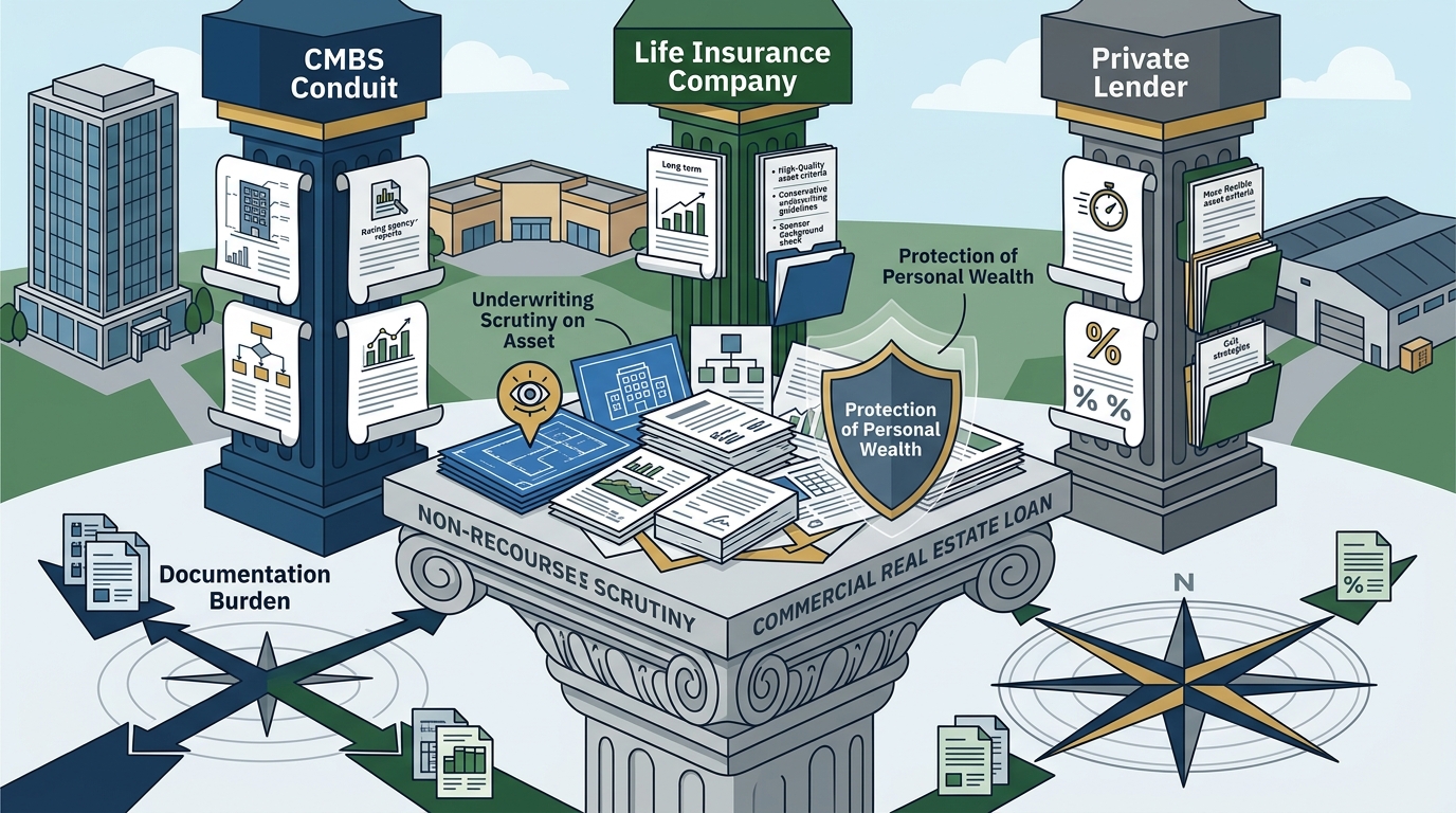 Non-Recourse CRE Loan Documents Explained: What CMBS, Life Company, and Private Lenders Each Expect
