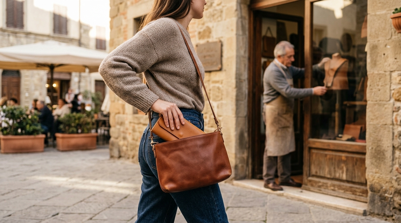 What are some popular leather goods for women's casual and everyday use, like crossbody bags or clutches? - trevony.com