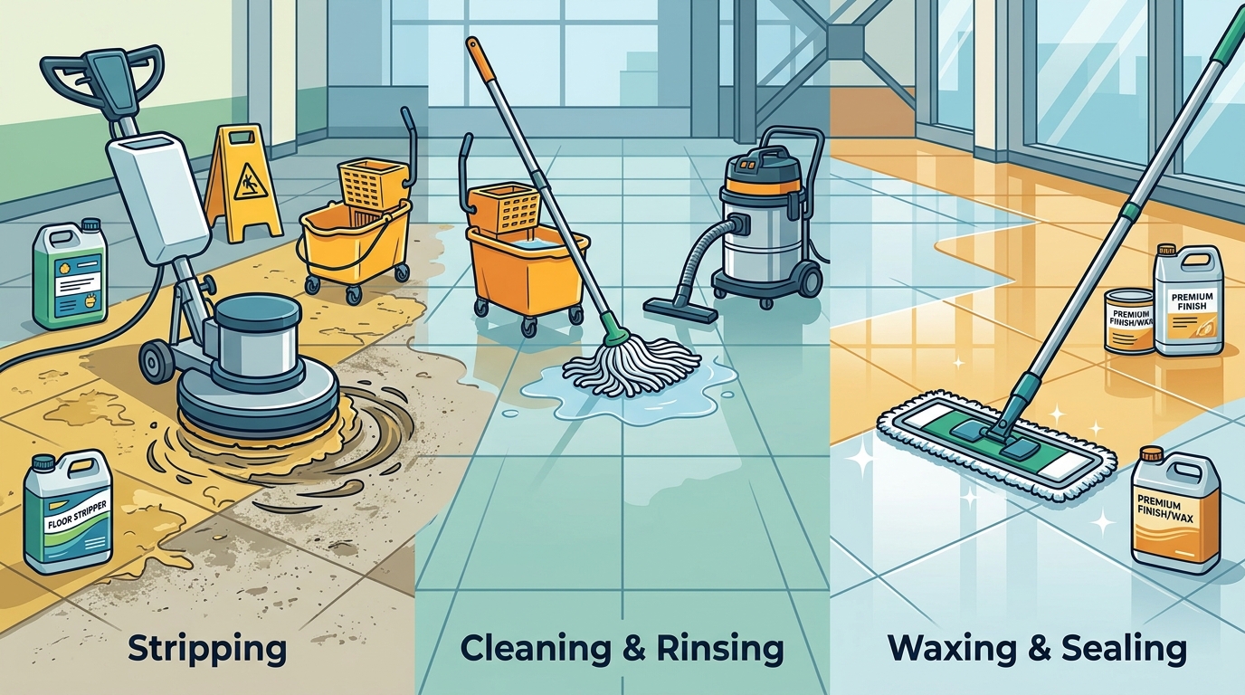 Commercial Floor Stripping and Waxing: Steps Explained