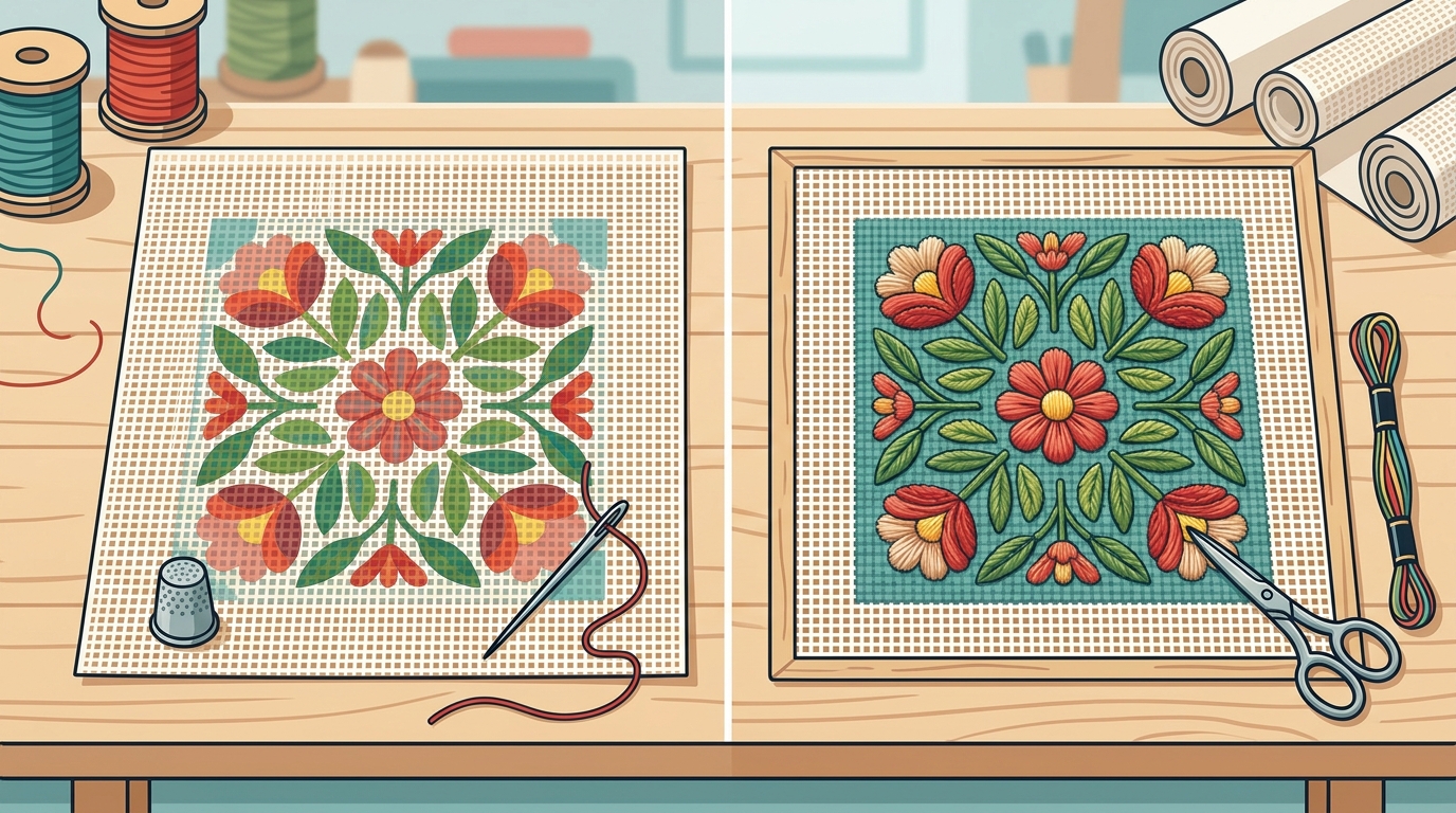 Pre-Stitched vs Non-Pre-Stitched Needlepoint Canvas