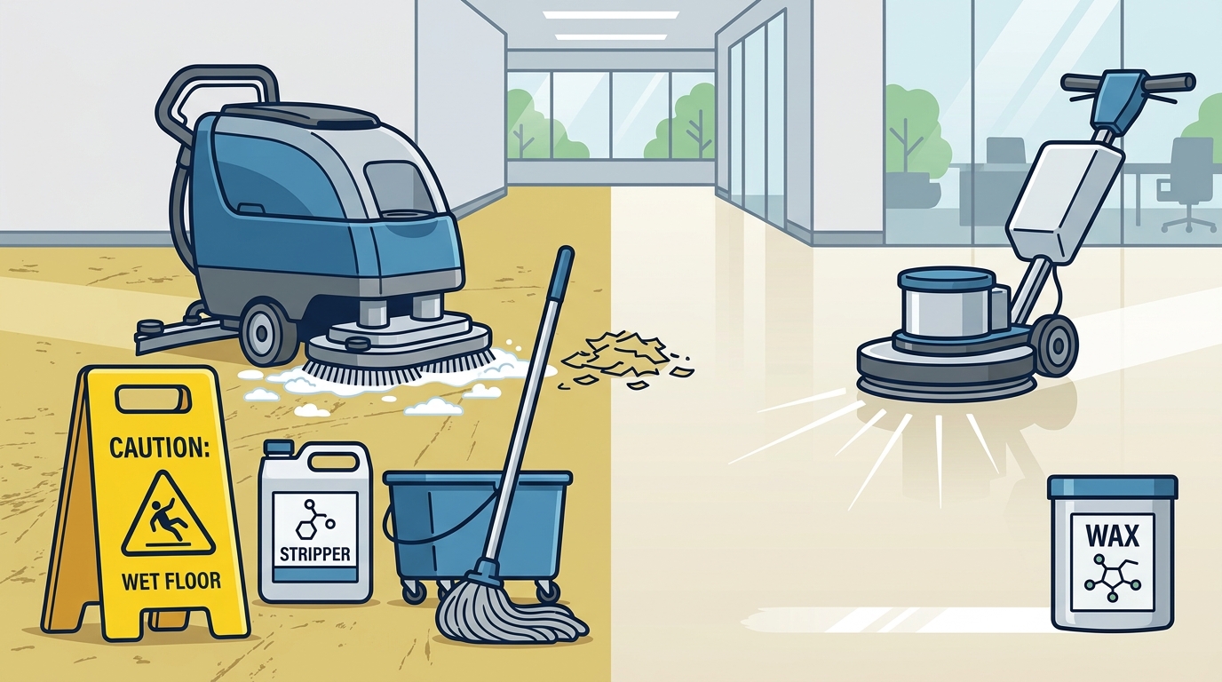 Commercial Floor Stripping and Waxing: Steps Explained