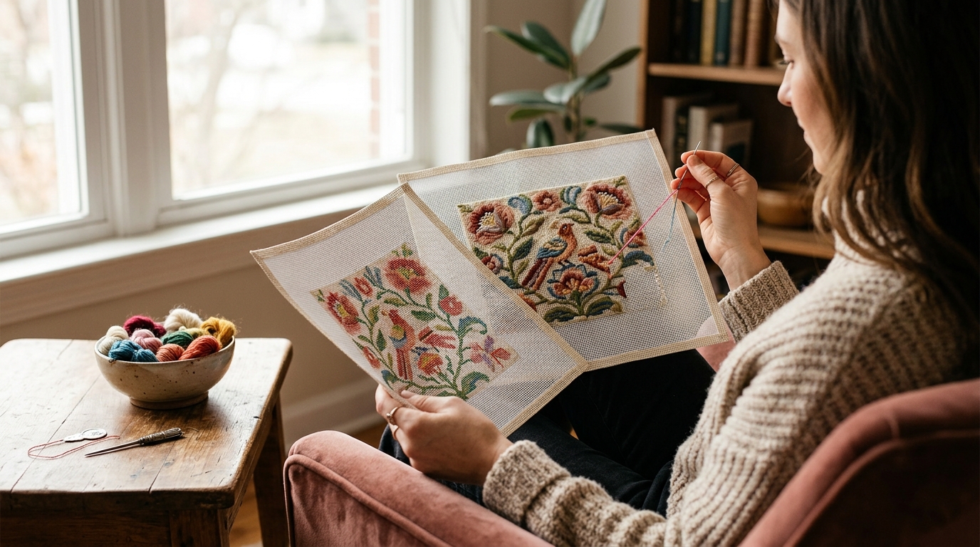 Pre-Stitched vs Non-Pre-Stitched Needlepoint Canvas Explained