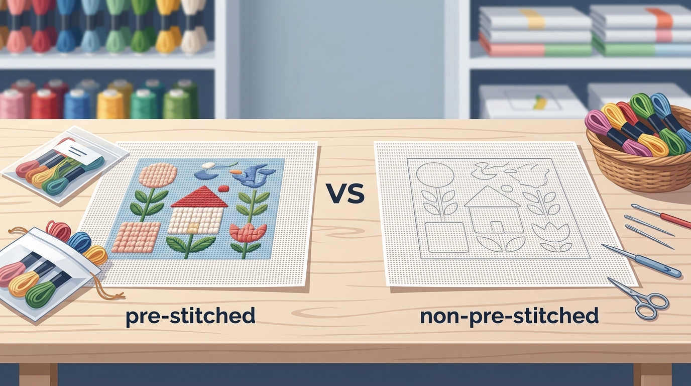 Pre-Stitched vs Non-Pre-Stitched Needlepoint Canvas Explained