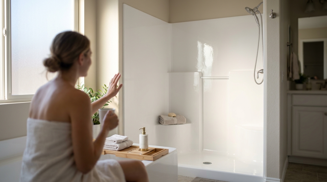 Fiberglass Shower Refinishing Near Corona CA | No Replacement