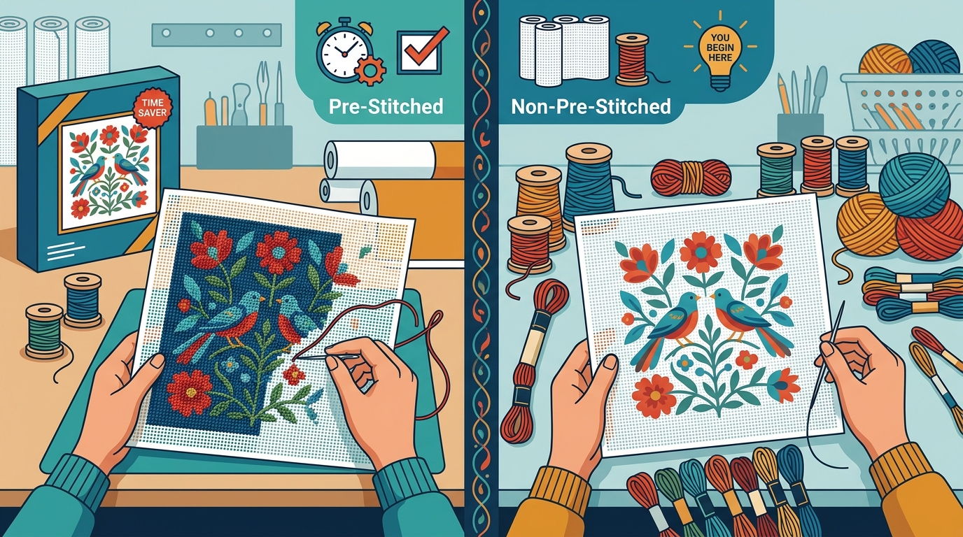 Pre-Stitched vs Non-Pre-Stitched Needlepoint Canvas