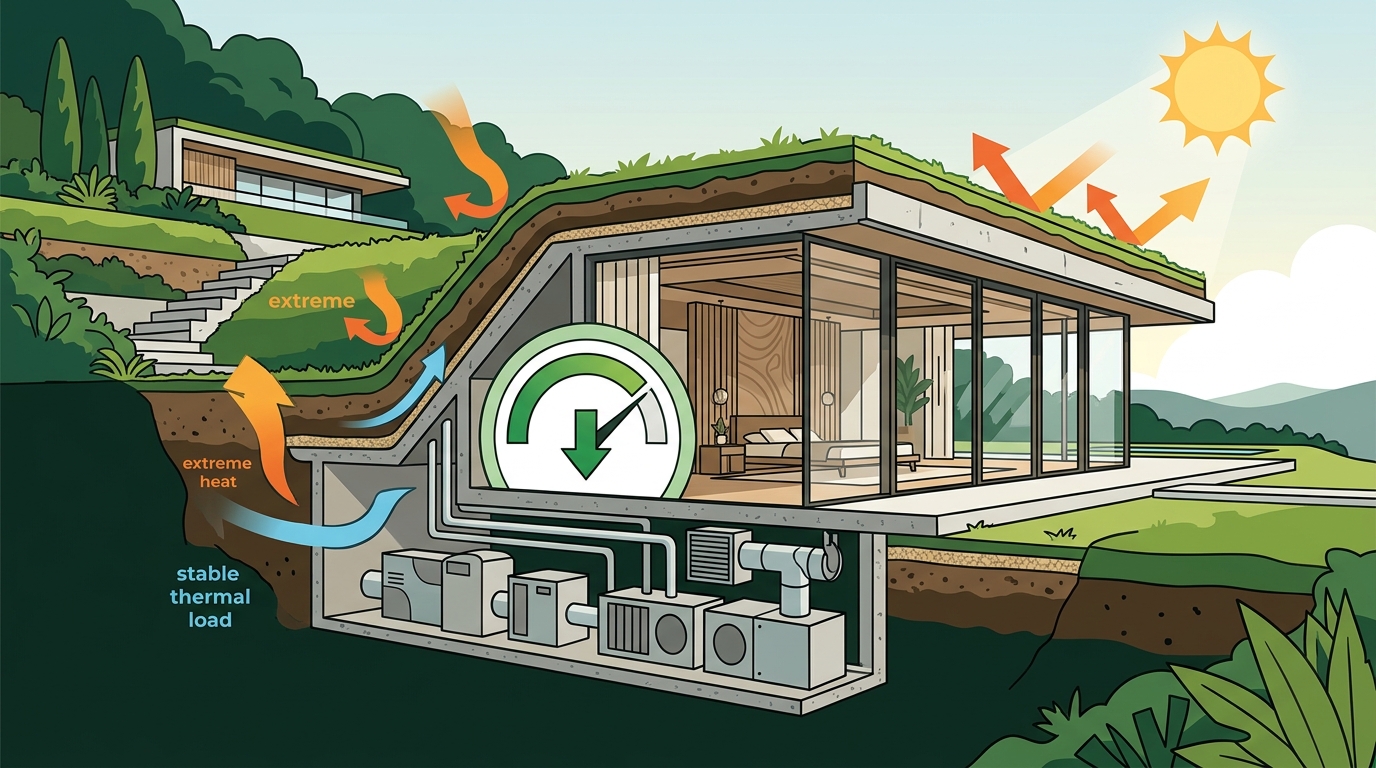 Earth-Sheltered Architecture Benefits Energy Efficiency Hot