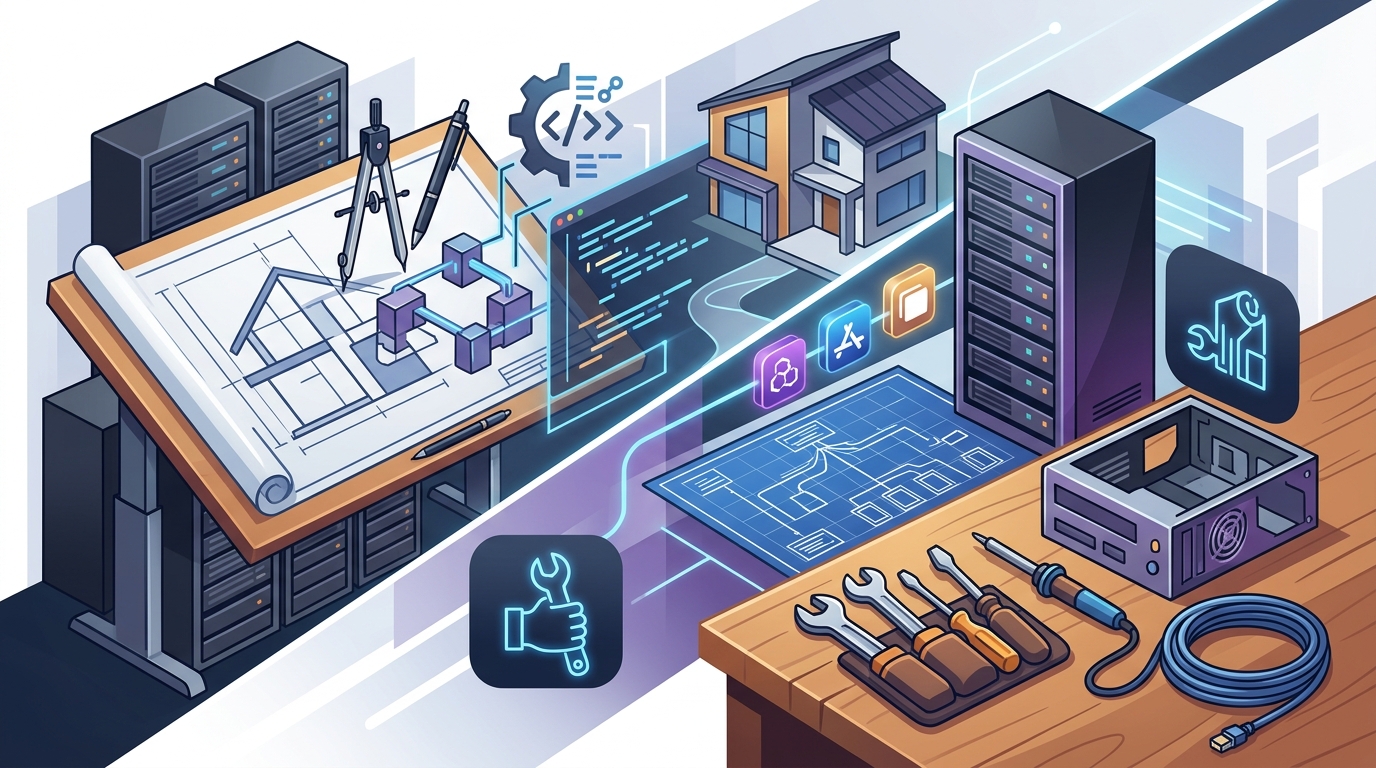 Who builds custom software and provides tech support for both