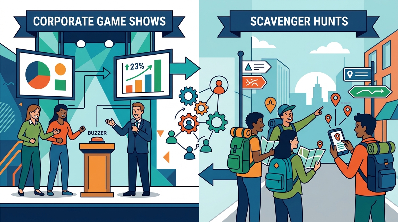 Corporate Game Shows vs Scavenger Hunts for Team Bonding