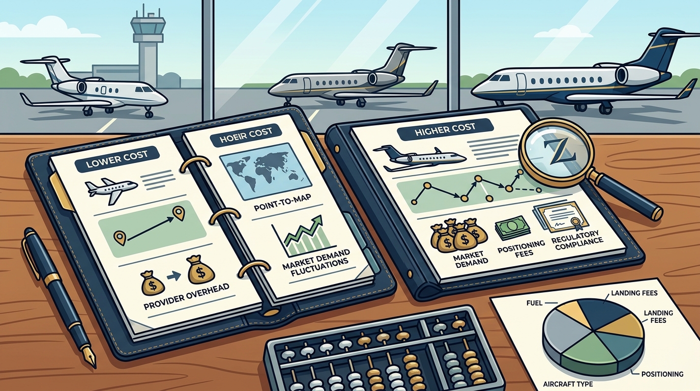 What's the cost difference between private jet providers?