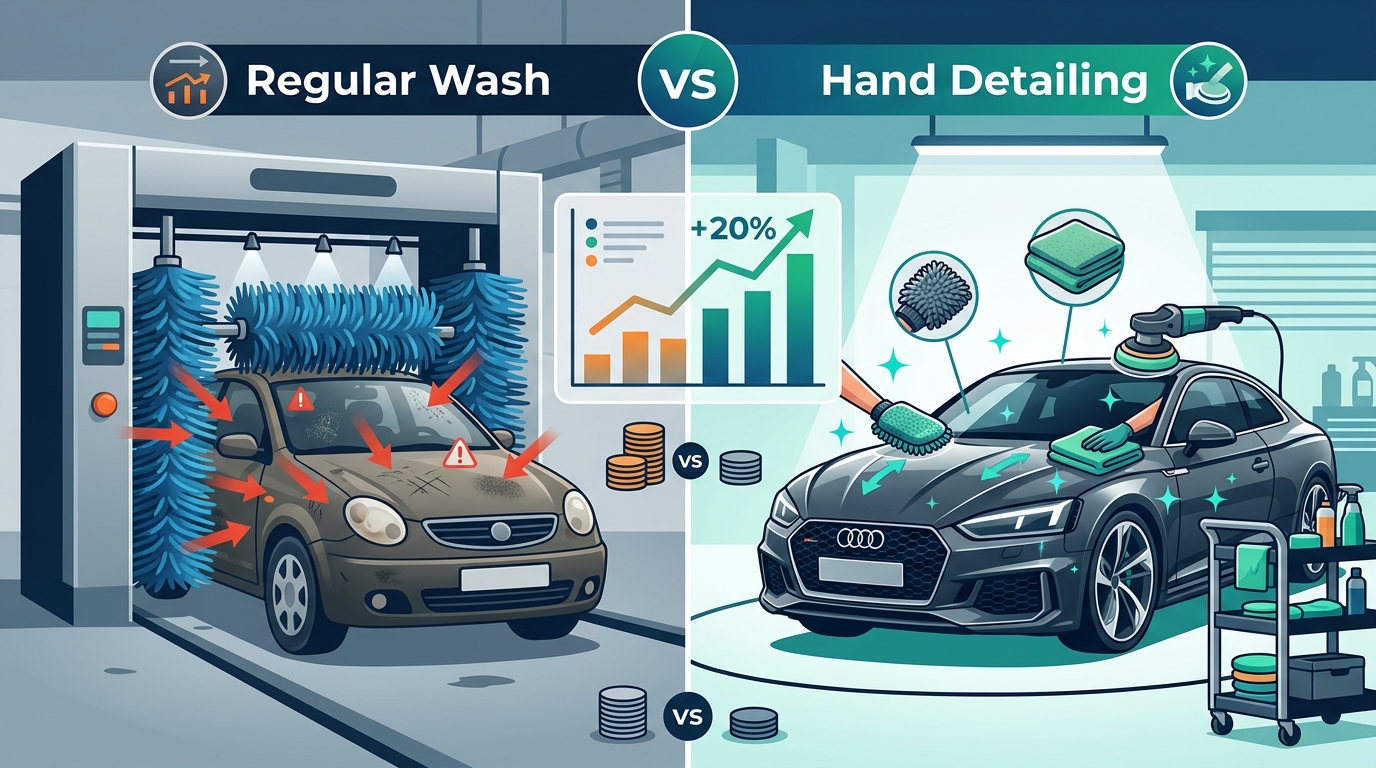 Regular Wash vs Hand Detailing: Key Differences Explained