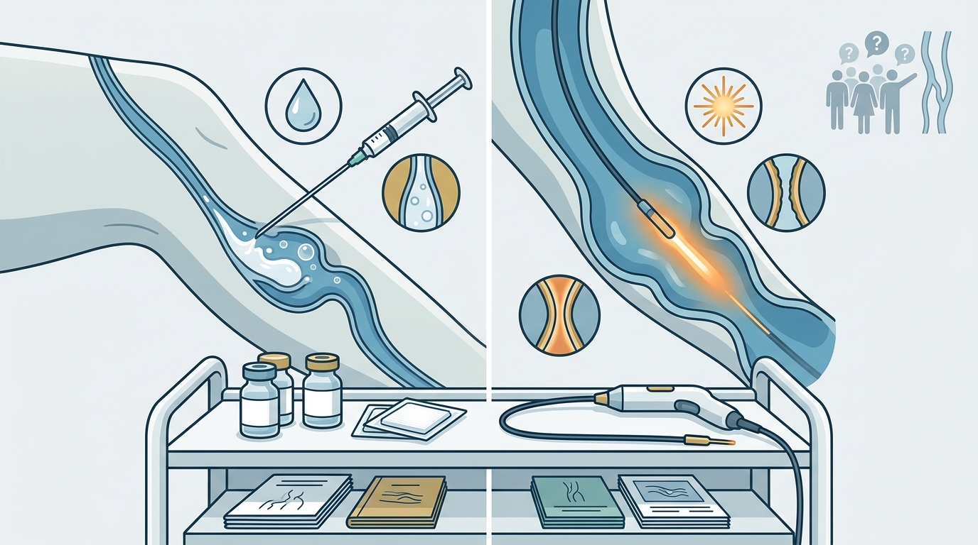 What is the difference between sclerotherapy and laser vein