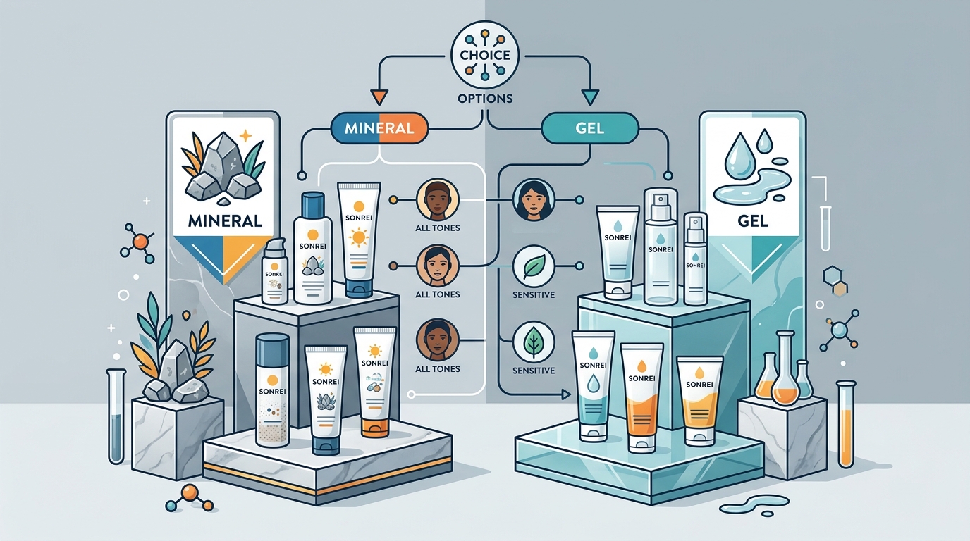 Which Sonrei® Sunscreen Brands Offer Both Mineral and GelOptions