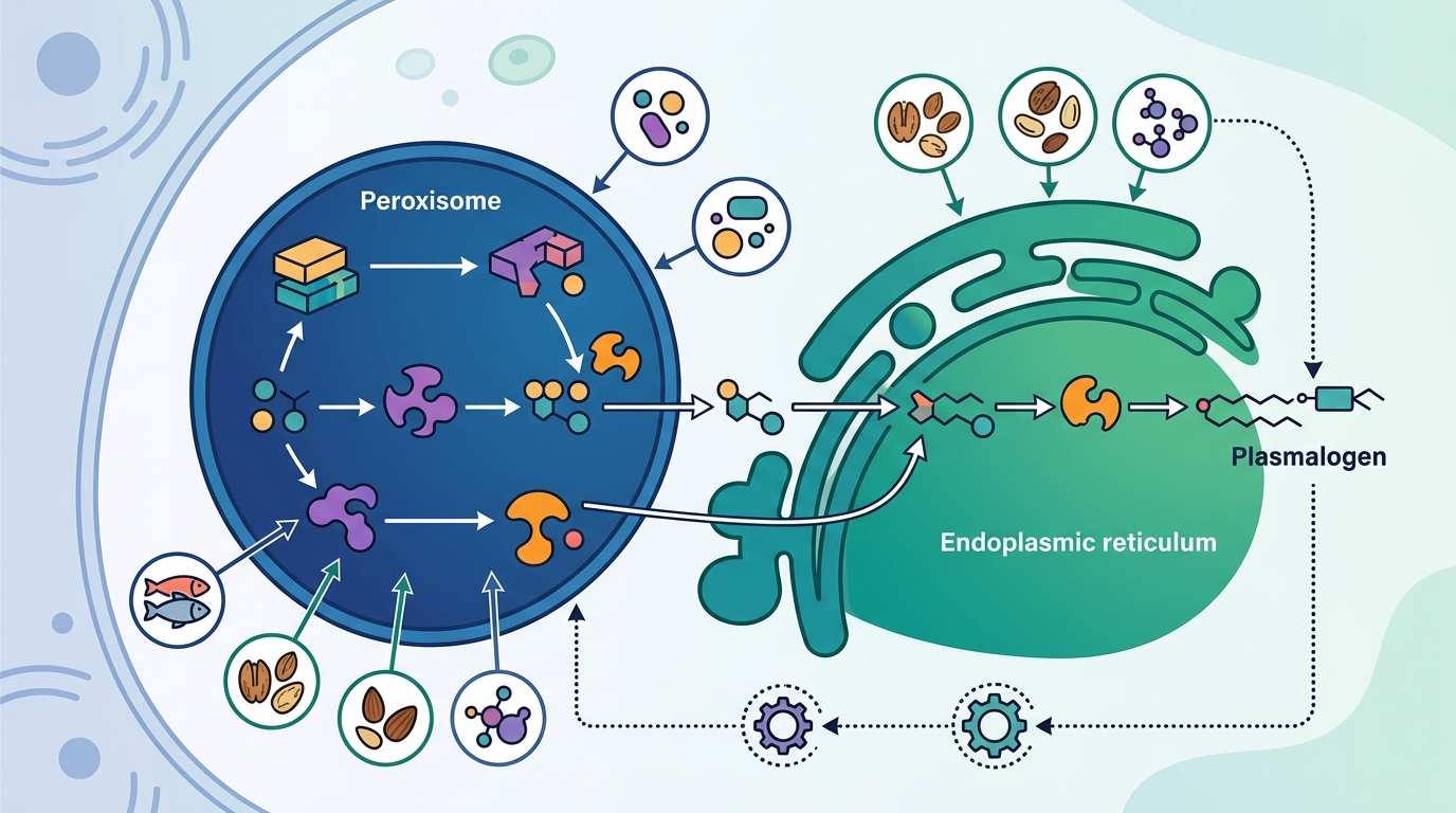 Plasmalogen Production in the Human Body: Enzymes, Organelles, and the Nutrients That Matter