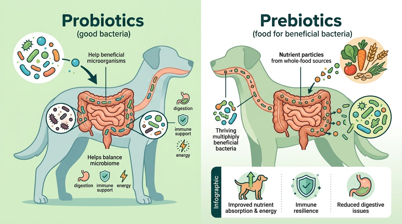 Probiotics vs Prebiotics for Dogs: Daily Gut Health Guide