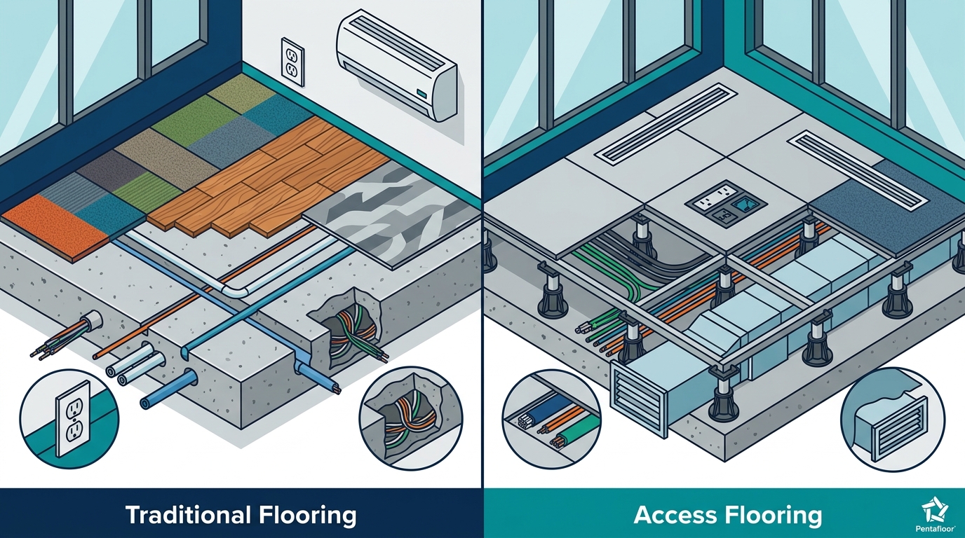 Access Flooring vs Traditional Flooring: A Complete Comparison