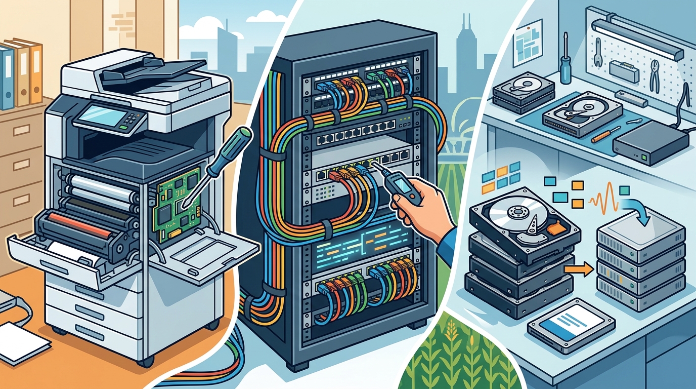Printer Setup, Network Troubleshooting & Data Recovery in IN