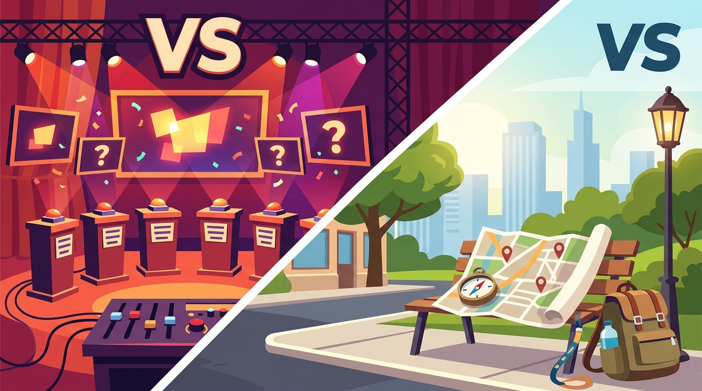Corporate Game Shows vs. Outdoor City Scavenger Hunts for Team