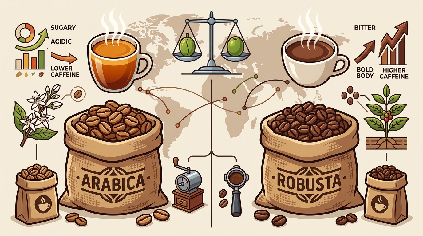 Arabica vs Robusta: Taste, Caffeine & Quality Differences