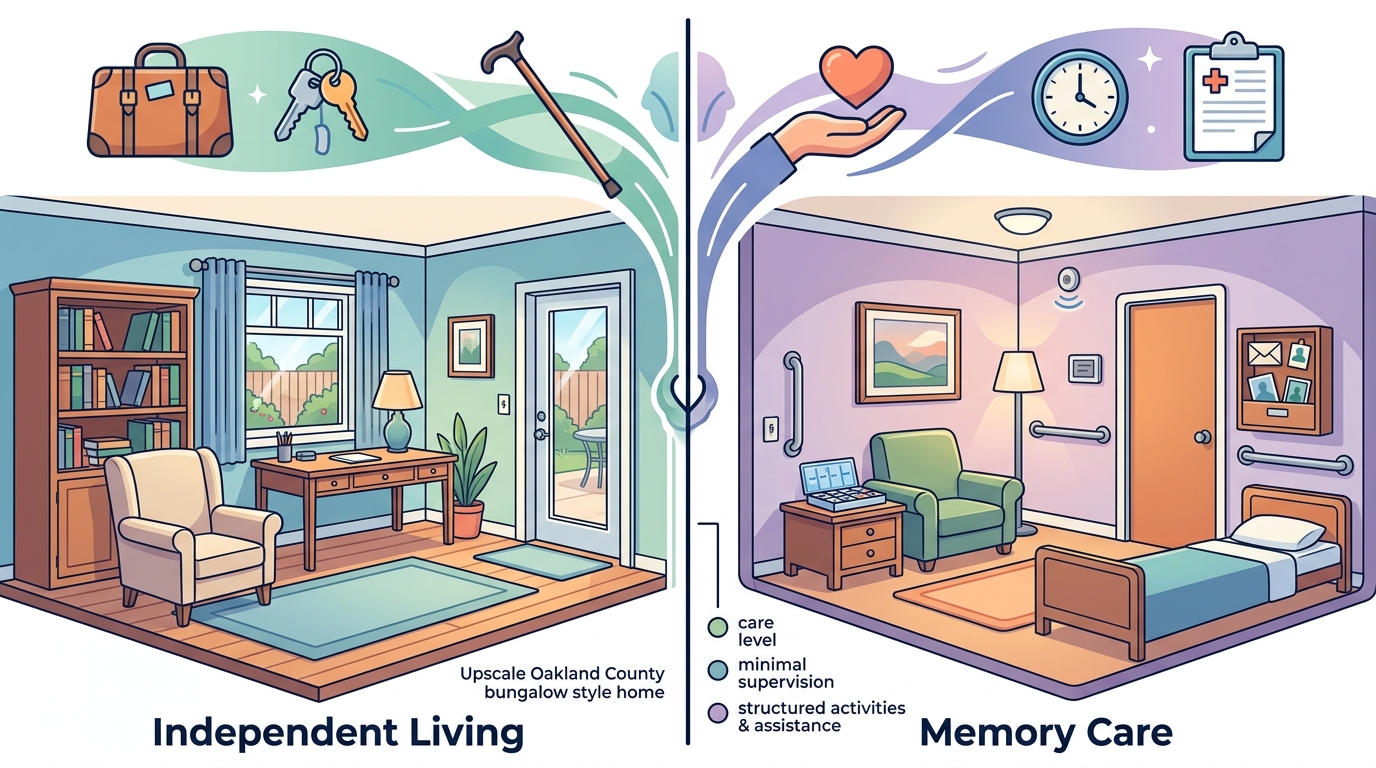 Independent Living vs Memory Care: A Guide for Oakland County