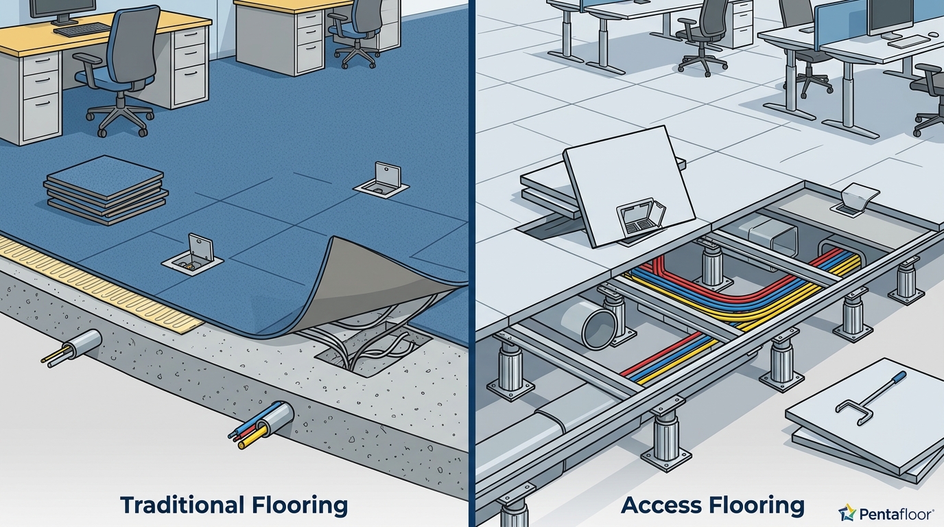 Access Flooring vs Traditional Flooring: A Complete Comparison