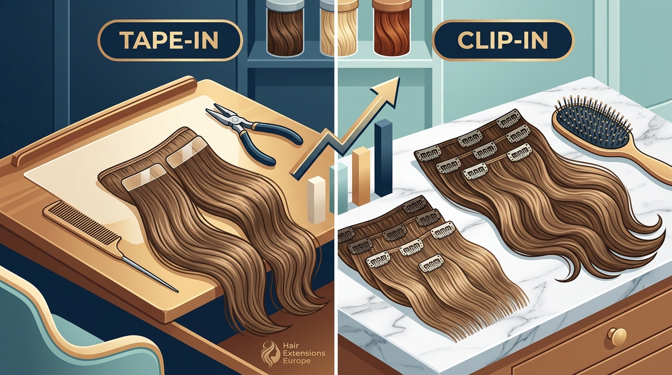 Tape-In vs Clip-In Hair Extensions: Key Differences & Guide