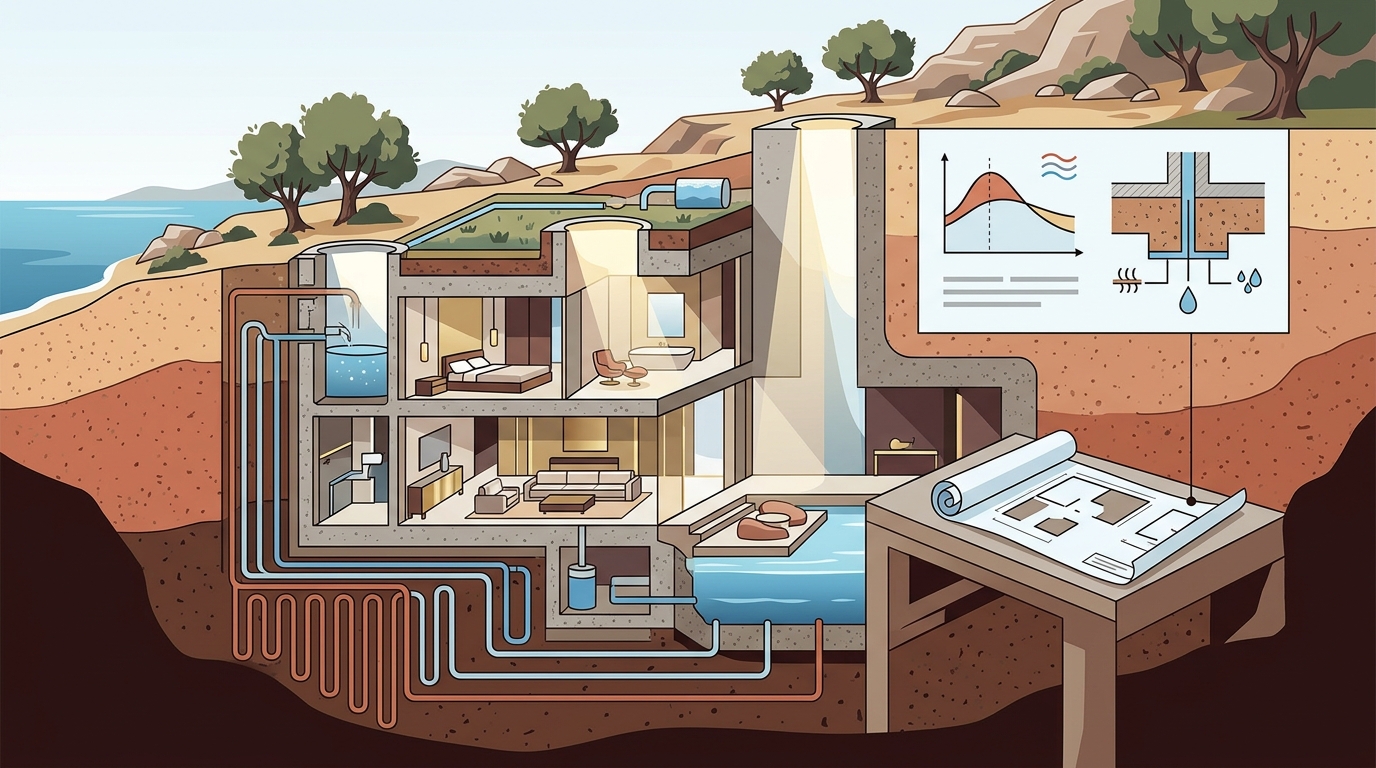 Subterranean Architecture: Sustainable Luxury Foundations in Ath