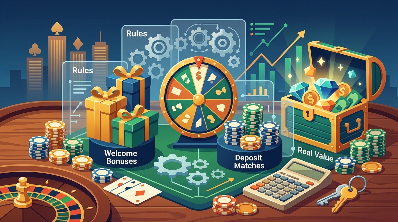 Most Common Online Casino Bonuses: Types, Rules & Real Value