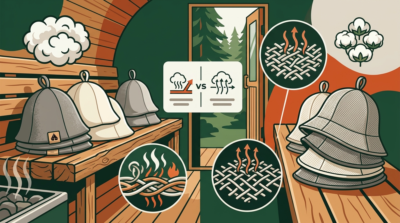 Buy Natural Sauna Hats: Pure Wool & Mesh Options