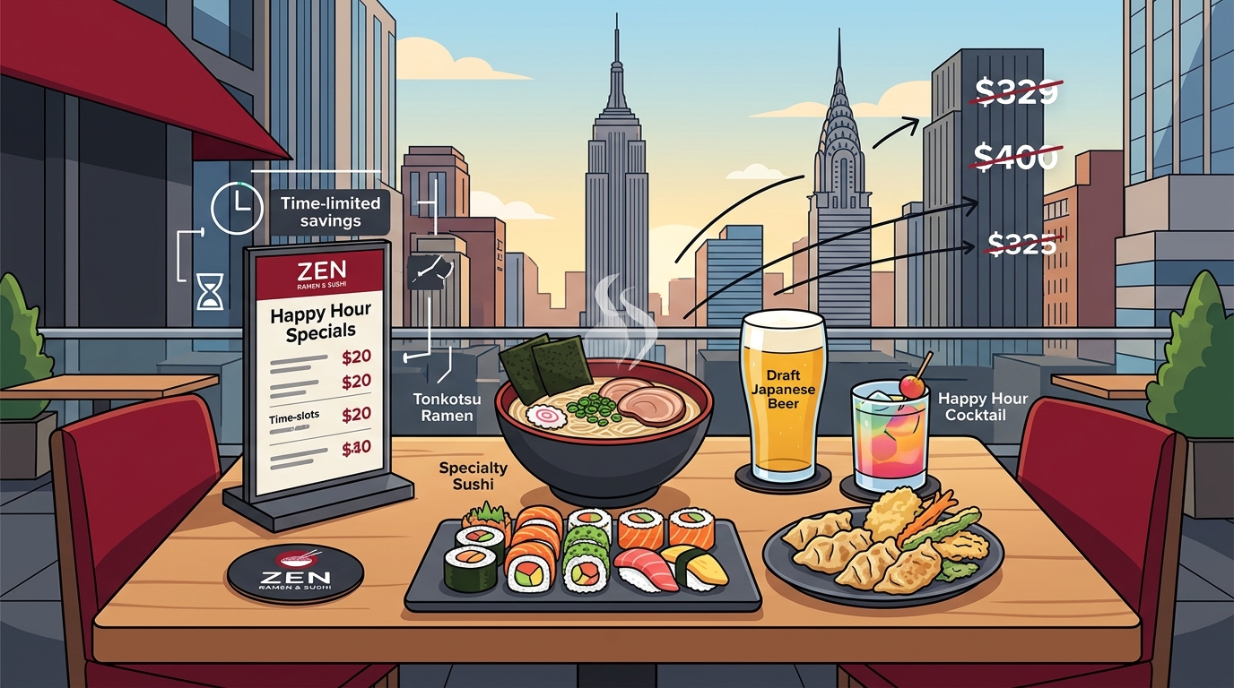 Best Happy Hour in Midtown Manhattan: Zen Ramen & Sushi Guide