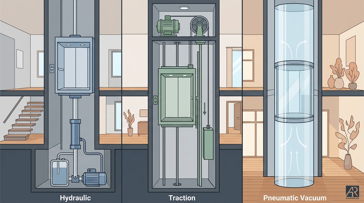 Residential Elevator Types: Hydraulic, Traction & More