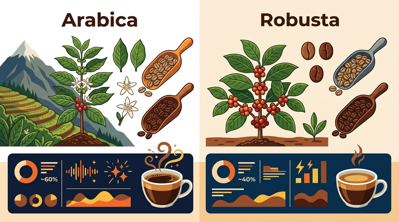 Arabica vs Robusta: Taste, Caffeine & Quality Differences