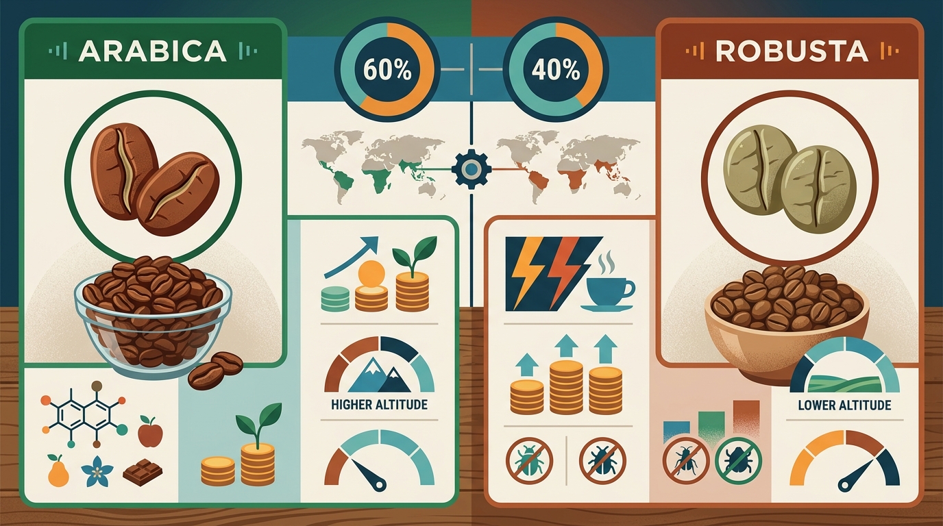 Arabica vs Robusta: Taste, Caffeine & Quality Differences