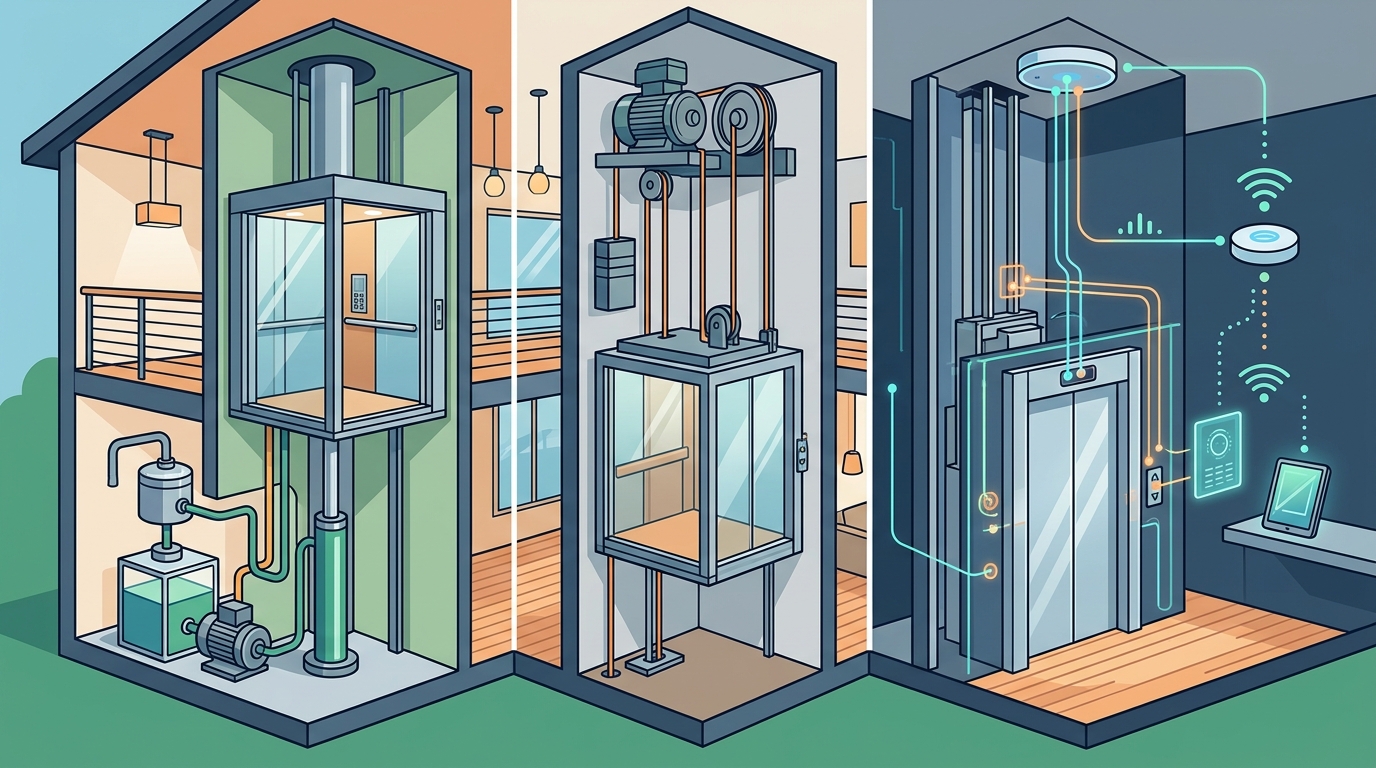 Residential Elevator Types: Hydraulic, Traction & Smart IoT