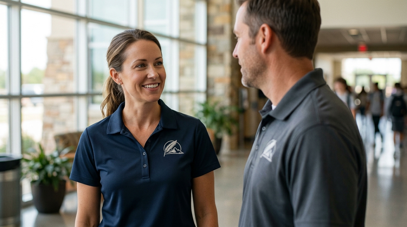 Custom Embroidered Polo Shirts for School Staff in Oklahoma