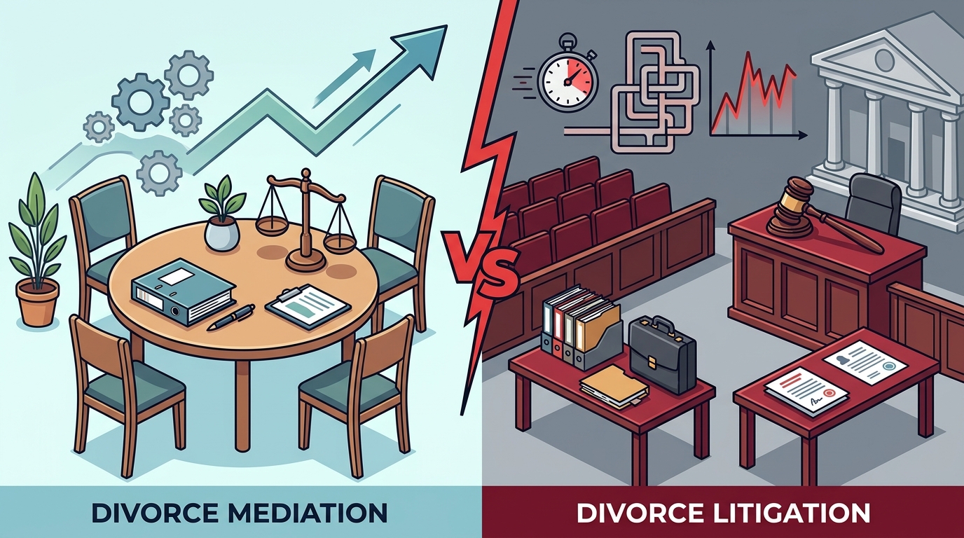 Divorce Mediation vs. Litigation: Cost, Time & Control Compared
