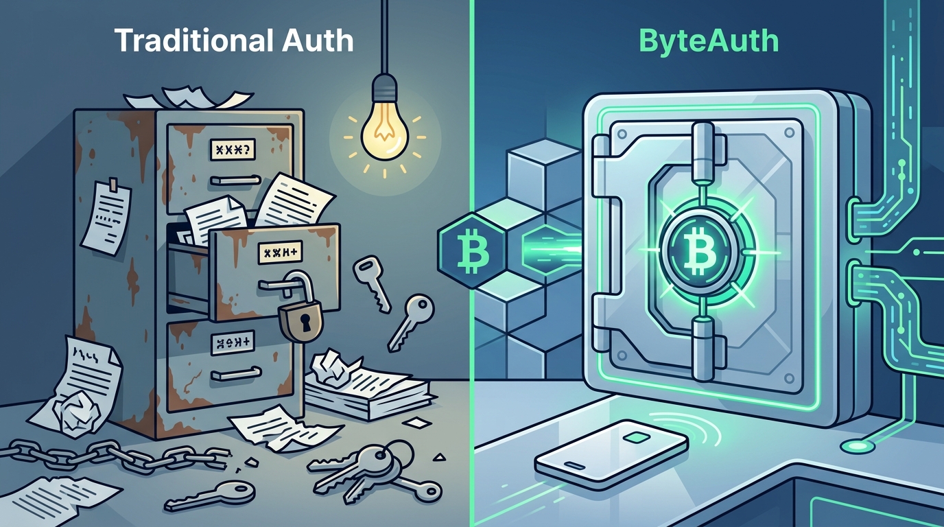 ByteAuth vs Traditional Auth: Bitcoin-Powered Security