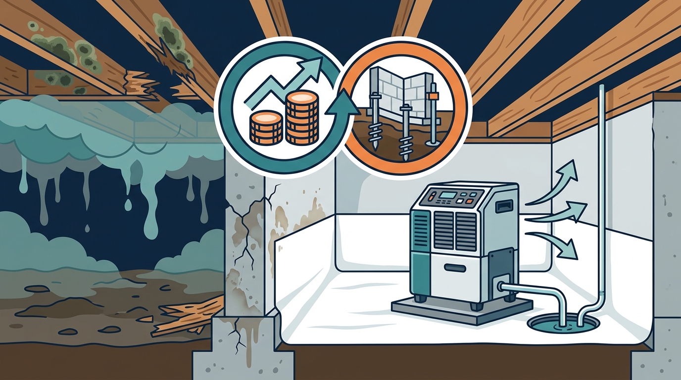 Crawl Space Dehumidifier Pricing and ROI for Foundation