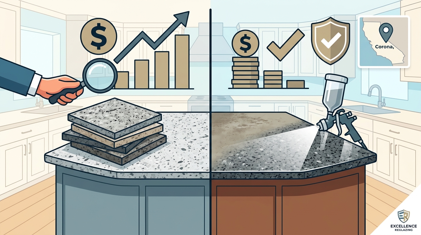 Countertop Refinishing Cost vs. Replacement ROI in Corona, CA