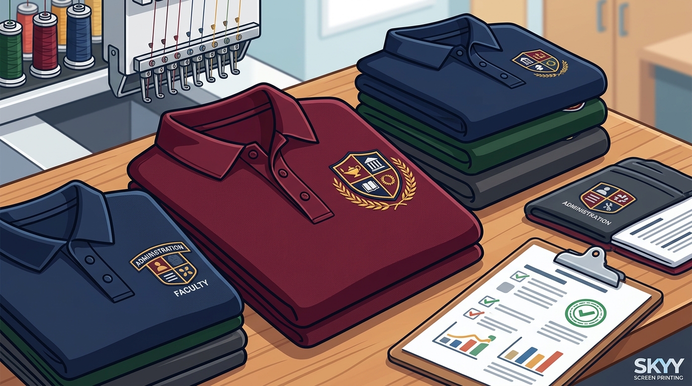 Custom Embroidered Polo Shirt Providers for School Staff