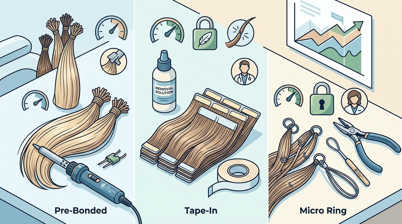 Pre-Bonded vs Tape-In vs Micro Ring Hair Extensions Compared