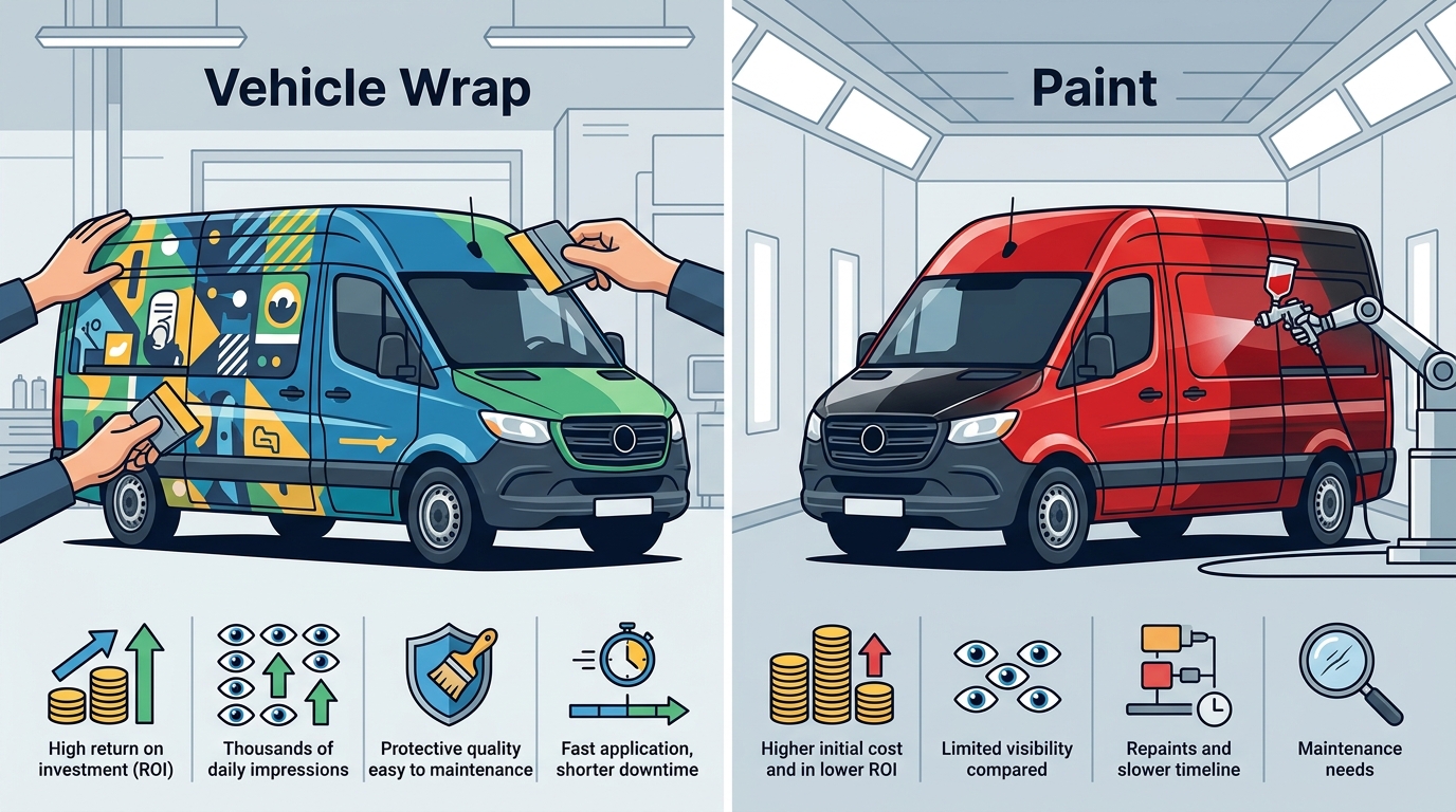Vehicle Wrap vs. Paint: Cost, Durability & ROI Comparison