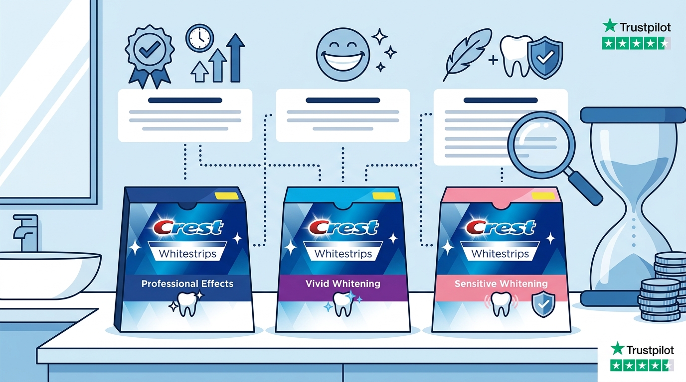 Crest Whitestrips Comparison: Professional vs. Vivid vs. Sensive