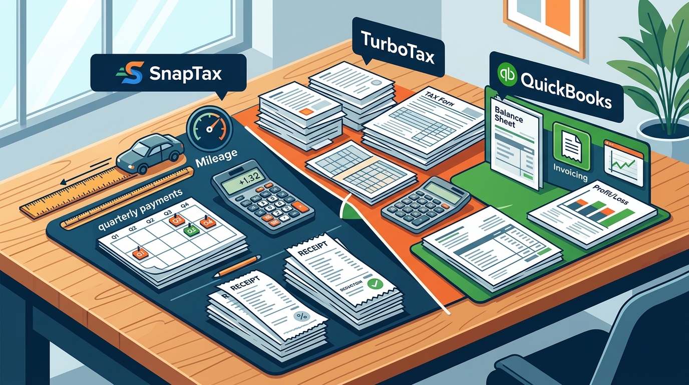SnapTax vs TurboTax vs QuickBooks: Best Freelancer Tax Software