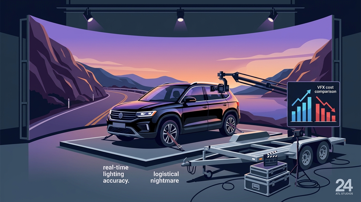 In-Studio vs. On-Location Car Scenes: Process Trailer Alternives